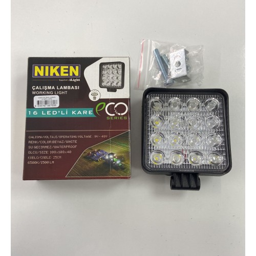 NIKEN ÇALIŞMA LAMBASI 16 LED'Lİ KARE 