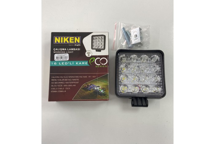 NIKEN ÇALIŞMA LAMBASI 16 LED'Lİ KARE 